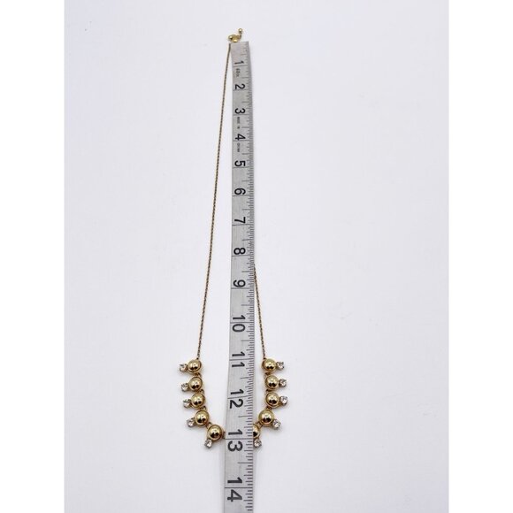 Ann Taylor Adjustable Gold Tone Bead & Crystal Statement Necklace Slider Collar - Picture 4 of 7